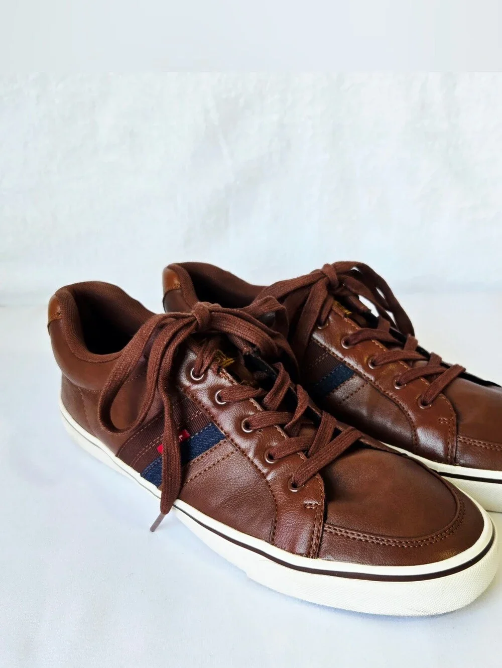 Levi Strauss & Co Men's Brown Casual Sneakers Size 12 Faux Leather Lace Up Shoes